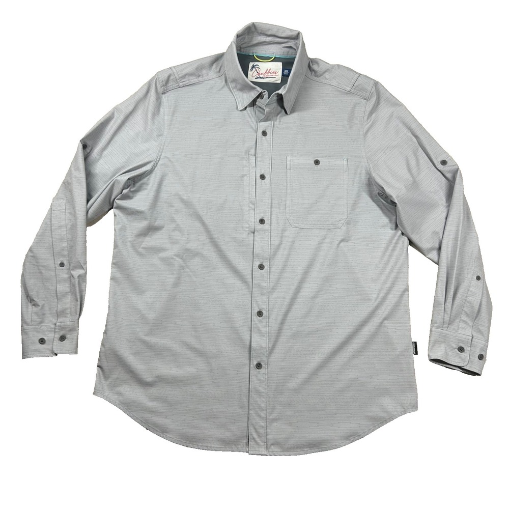 Chubbies Shirt Mens L Performance Fishing Vented Pockets Button Geometric UPF